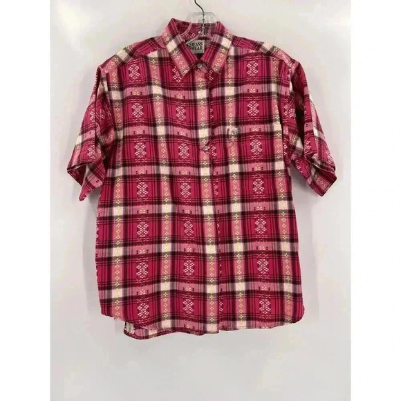 Gorgeous Vintage Western Short Sleeve Button Up Aztec Woven Shirt Size MEDIUM EC - Picture 6 of 11